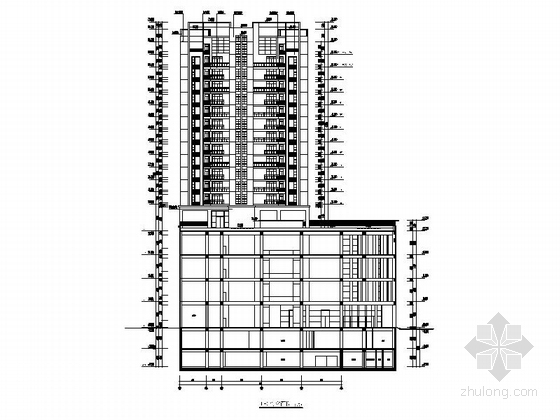 [广东]某二十四层商住楼建筑施工图（含效果图）-立面图