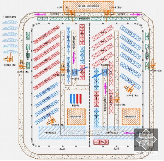 [广西]框架圆管钢桁架结构主题乐园工程钢结构施工组织设计(A3版式 近600页 附图丰富)-场地布置示意图