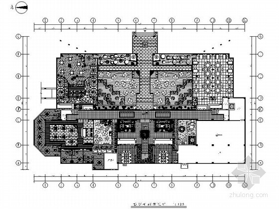 绿色生态建筑cad图资料下载-[四川]绿色生态型宾馆四层平面布局图