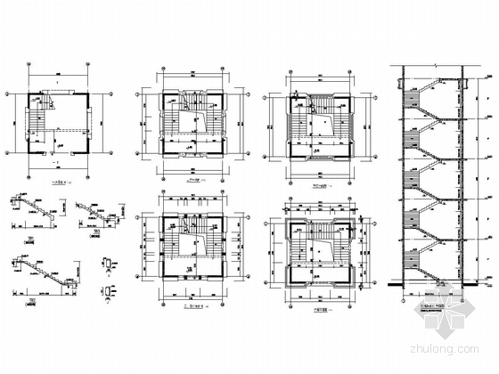 [江苏]五层框架结构职业学院教学楼结构图-楼梯图