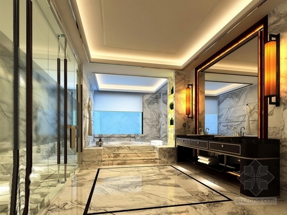 [福建]五星级豪华地域特色文化大酒店室内设计方案-卧室卫生间效果图