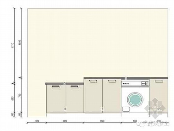 建筑工程装修施工橱柜专业知识图解-柜内放置洗衣机 