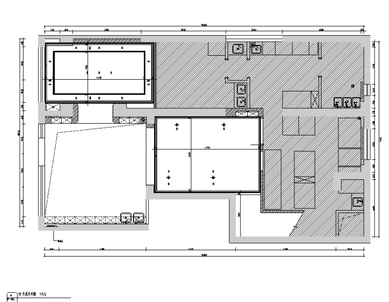 [新疆]loft风格铂晶湾咖啡厅设计施工图（附效果图）-天花尺寸图