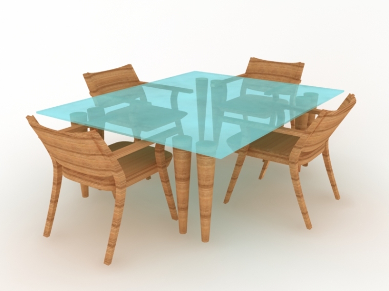 四人餐桌3D模型资料下载-四人餐桌3D模型下载