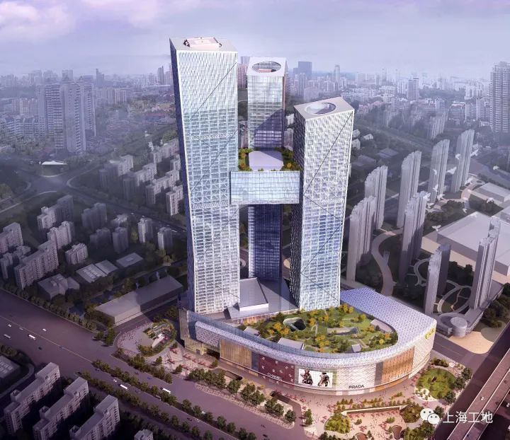 对称的广场设计资料下载-亚洲最大的非对称钢结构空中连廊，整体提升130.3米！