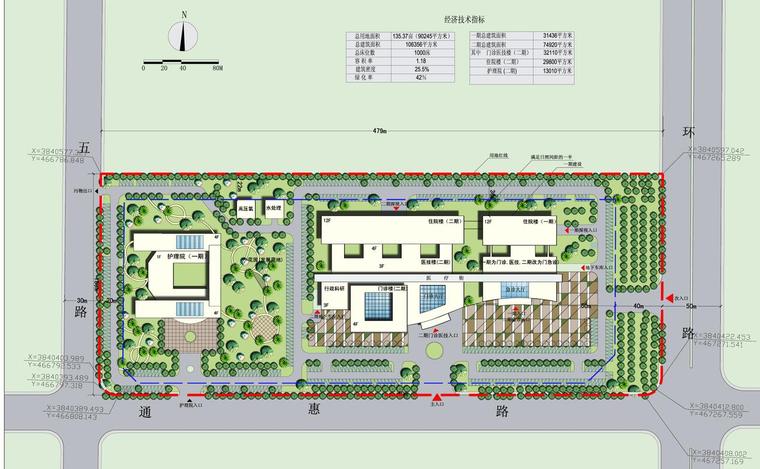 [江苏]徐州某县新城区医院建筑设计文本（CAD+SU+文本）-总平面图