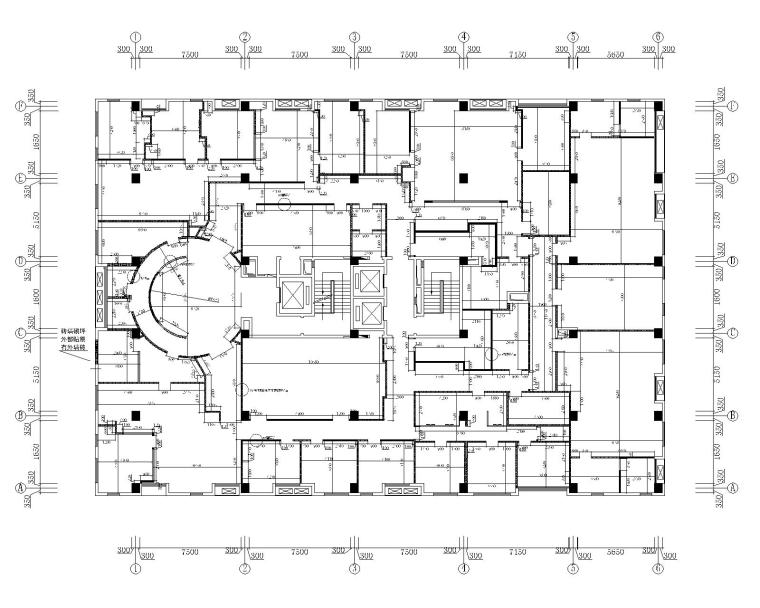[天津]泰宇集团六层办公室装修施工图+效果图-4六层隔间定位布置图