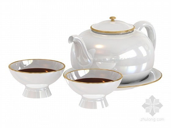 比萨斜塔茶具套装资料下载-陶瓷茶具3D模型下载