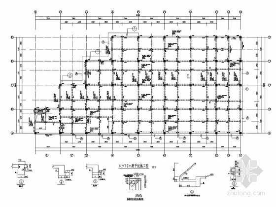 [四川]四层纯框架结构学校职工食堂结构施工图（灾后重建项目）-8.970m梁平法施工图 