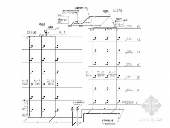 [重庆]多层宿舍楼给排水消防施工图-消防给水系统 
