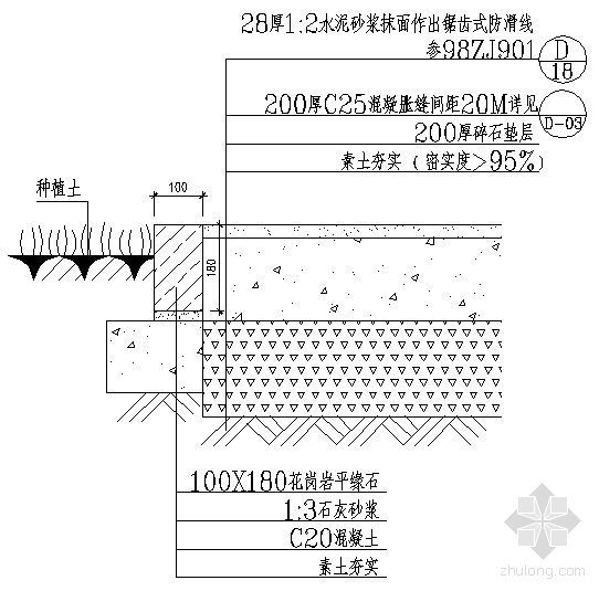 混凝土路面铺装做法资料下载-道牙及混凝土路面做法