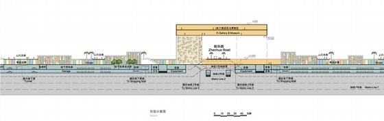 [广东]沿街地块规划及高层建筑设计方案文本（知名事务所）-沿街地块规划及高层建筑设计剖面图