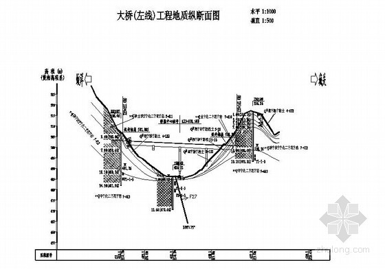 四级公路路基断面图资料下载-[福建]高速公路山岭特大桥地质勘察断面图