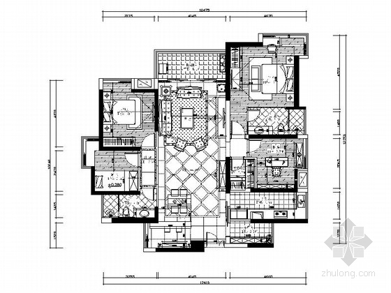 精品小区CAD资料下载-[深圳]精品商品房小区简约现代四居室装修施工图