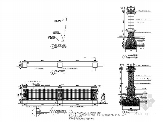 [浙江]宁静安置小区景观设计施工图-围墙详图