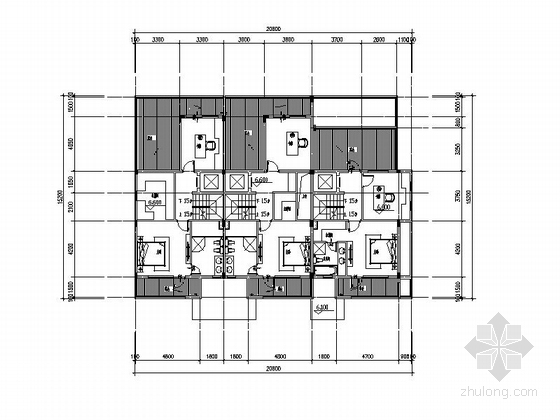 [四川]三层阶梯状别墅建筑施工图（含多套方案）-三层阶梯状别墅建筑平面图