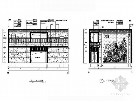 [湖南]地方税收行政单位现代办公楼装修施工图（含效果）大厅立面图 