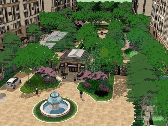 新古典主义居住区广场模型资料下载-[北京]新古典主义型居住区景观规划设计方案（知名设计单位）