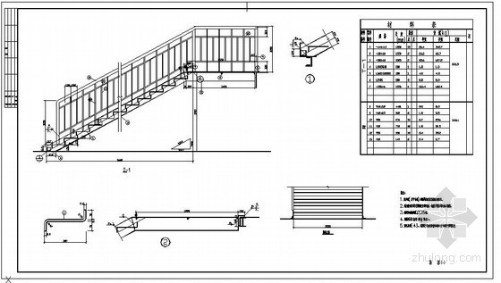 钢框架商业办公楼资料下载-某钢框架办公楼楼梯节点构造详图
