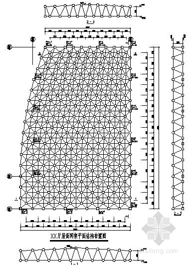 四坡平板网架结构施工图资料下载-某展厅屋面双层平板网架结构施工图