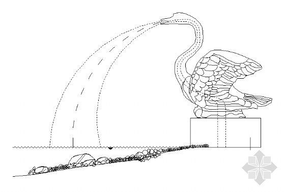 景观水流剖面示意图资料下载-鹅形喷水石雕示意图