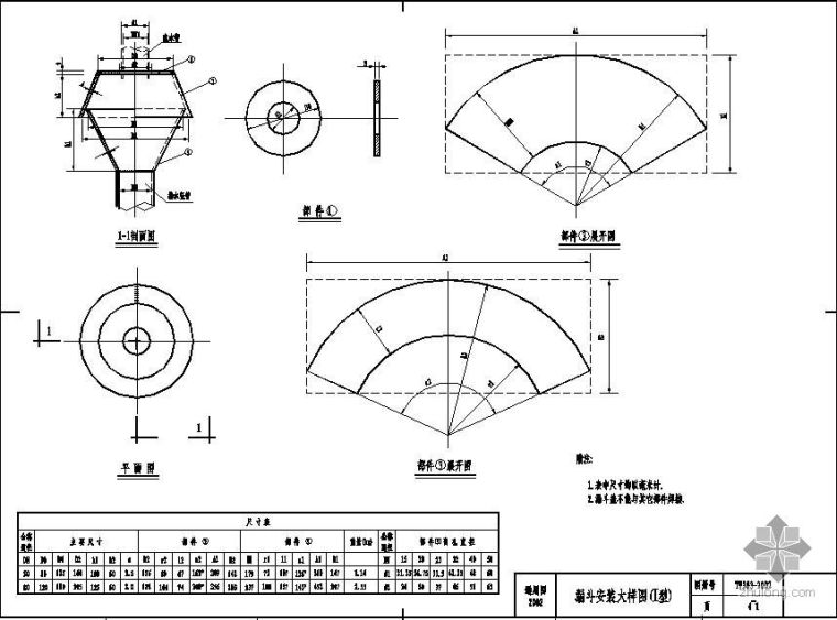 钢筋混凝土漏斗结构设计图资料下载-漏斗安装大样图( Ⅰ型)