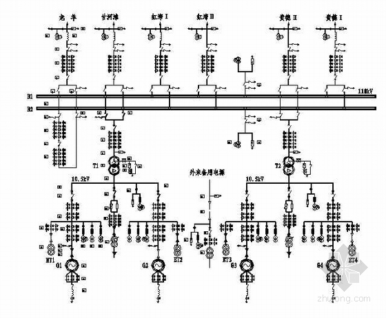 双母线主接线图资料下载-青海某水电站电气主接线图