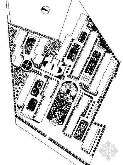 cad小区绿化平面图资料下载-某花园小区绿化设计平面图