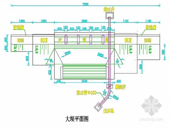 重力坝cad图纸资料下载-蓄水坝混凝土重力坝工程节点详图