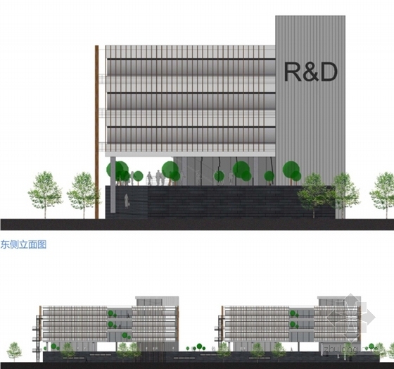 [上海]24层现代风格医疗科技基地办公塔楼建筑设计方案文本-24层现代风格医疗科技基地办公塔楼建筑设计立面图