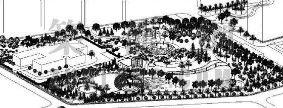 绿地广场排水设计资料下载-广场透视--月牙广场绿地设计轴测图