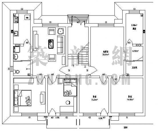 小区户型平面设计CAD图资料下载-某小型住宅户型平面设计方案