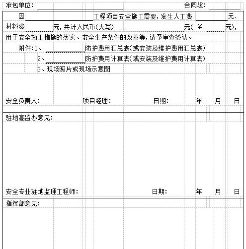 [云南]公路工程安全生产管理体系及建设管理办法（800余页，图表丰富）-安全费用投入签认单.jpg