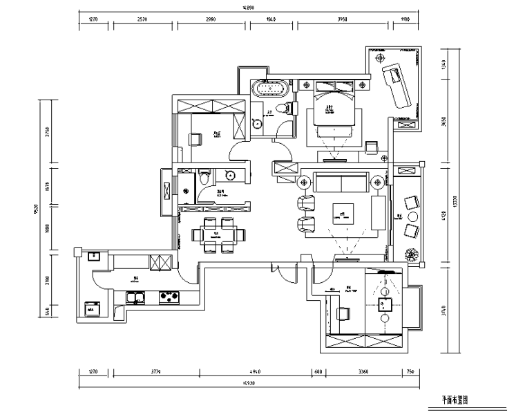 3套现代简约资料下载-[江苏]现代简约三居室平层公寓设计施工图（附效果图）