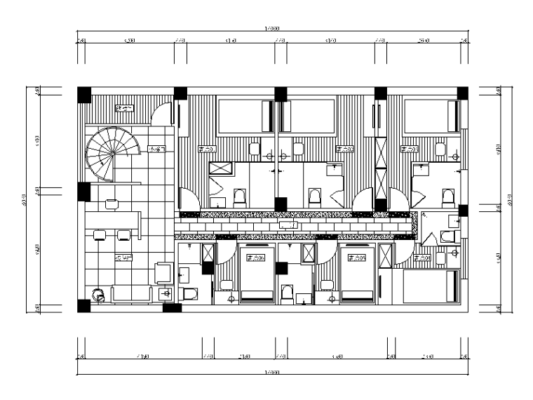 cad铺地施工图设计资料下载-[浙江]小宾馆设计CAD施工图