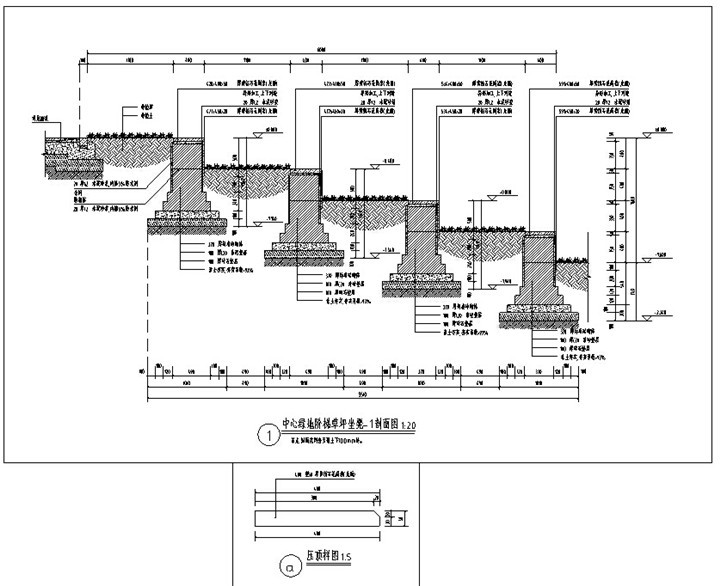 [浙江]省重点中学迁建景观项目施工图-中心知名地产阶梯草坪坐凳详图