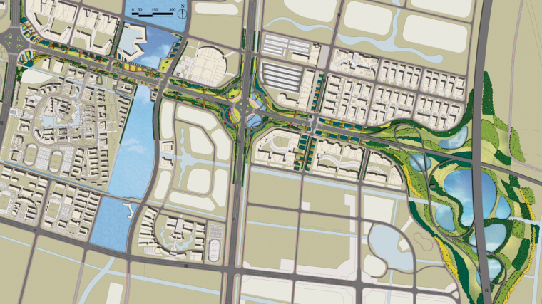 [江苏]“城市花窗”城市道路景观设计方案-总平面图