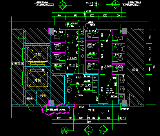 [广东]2018学校办公楼卫生间建筑安装工程预算书(图纸)-平面图