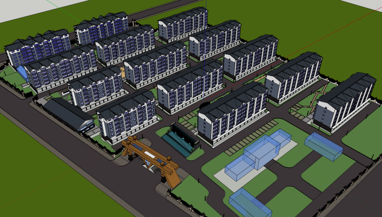 空间建筑模型资料下载-某林业局小区建筑模型设计