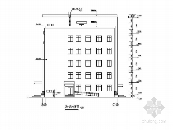 [陕西]5层现代风格市级附属医院肝病治疗中心建筑施工图-5层现代风格市级附属医院肝病治疗中心立面图