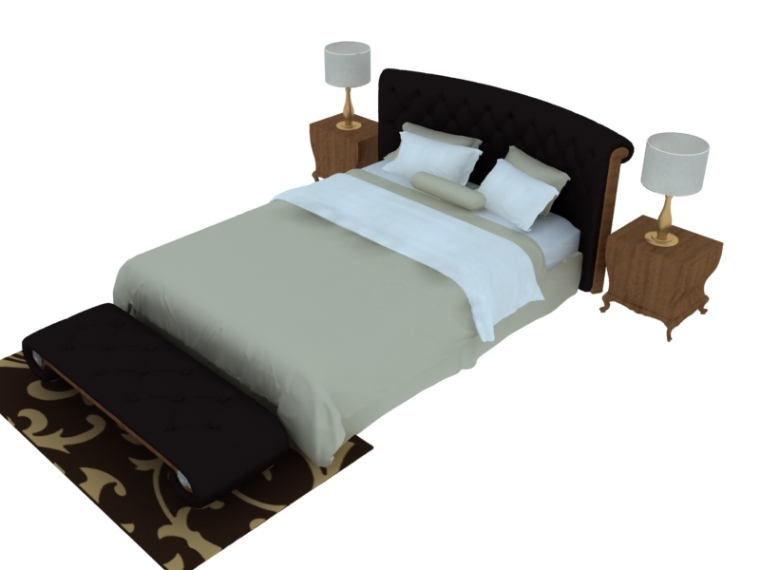 双人床3d模型下载资料下载-双人床3D模型下载