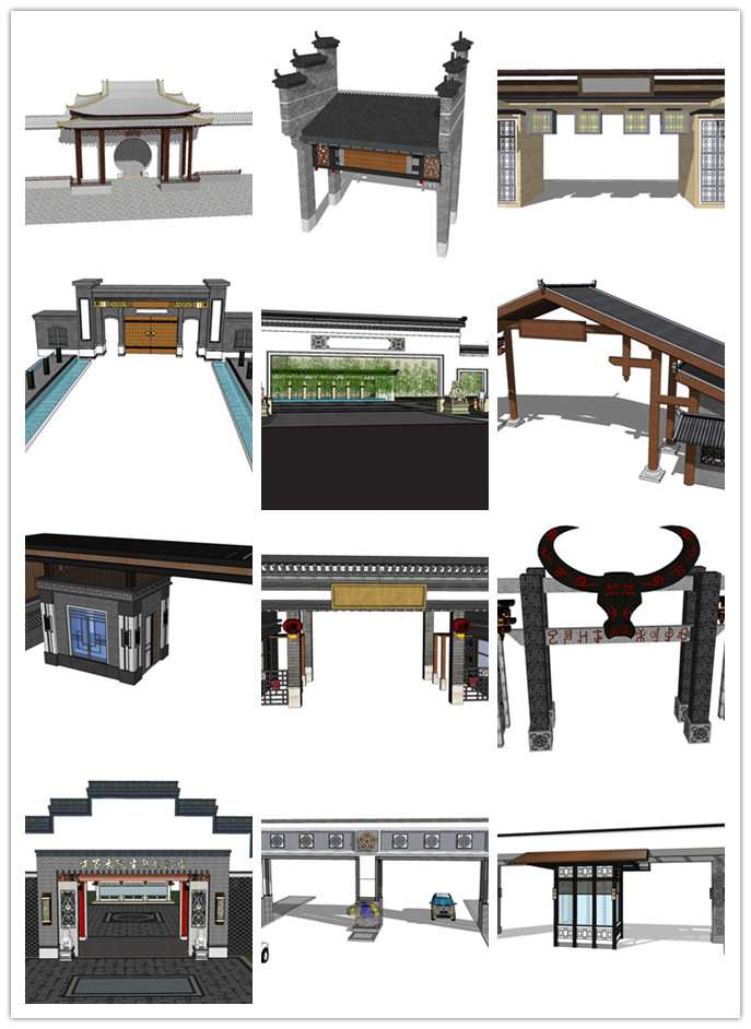 庭院门sketchup资料下载-自己收集的一些su门模型，分享给大家！
