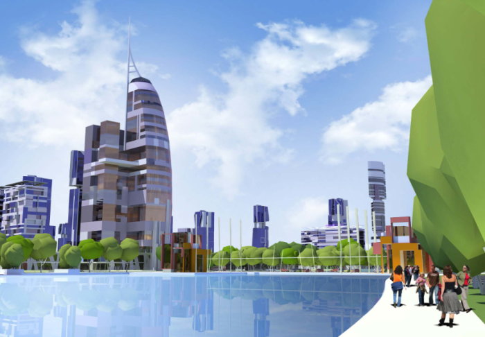 [江苏]滨水景观长廊绿色新城生态城市规划设计方案-城市中心节点详图