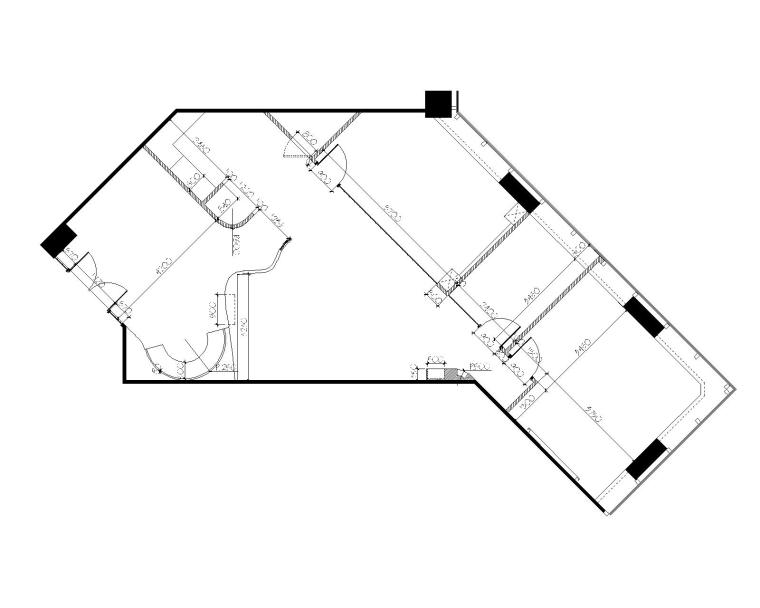 香港正通办公室CAD施工图-4间墙尺寸图