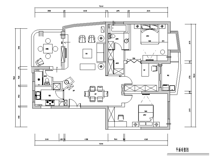住宅设计家具尺寸资料下载-[江苏]衡泰花园洋房二居室住宅设计施工图（附实景图）