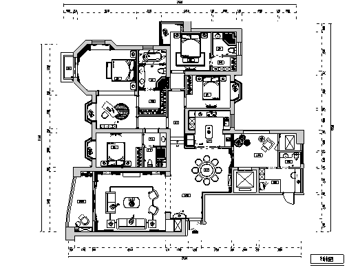 福州装修样板资料下载-[福州]欧式五室四卫三厅住宅样板间施工图(含效果图)