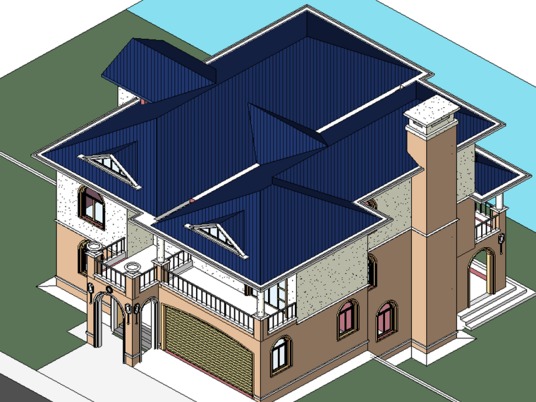 4层别墅revit模型资料下载-BIM模型-revit模型-两层小别墅模型