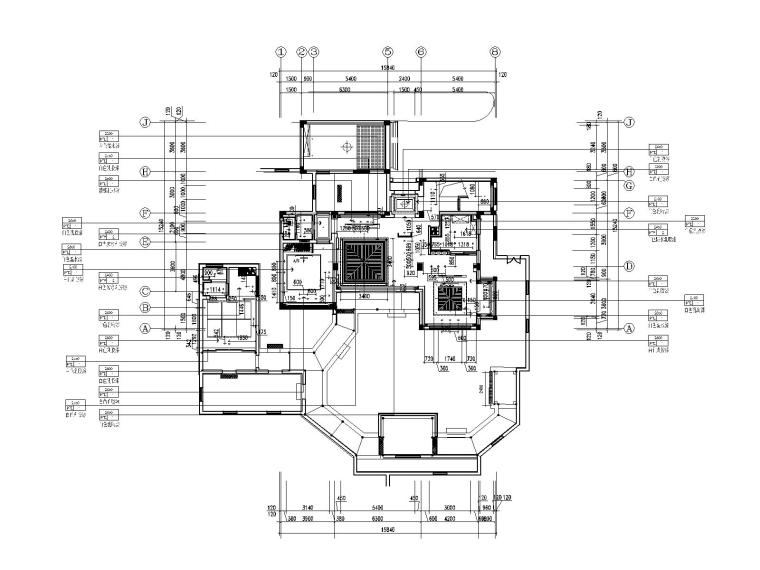[江苏]新中式风格别墅样板间装修施工图（附效果图）-一层天花