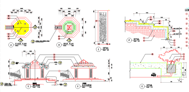 树形四角亭施工图资料下载-亭廊施工图分享！