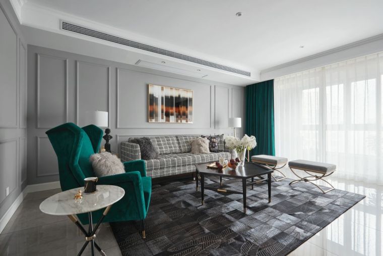 美式沙发组合模型资料下载-杭州摩登美式风格住宅